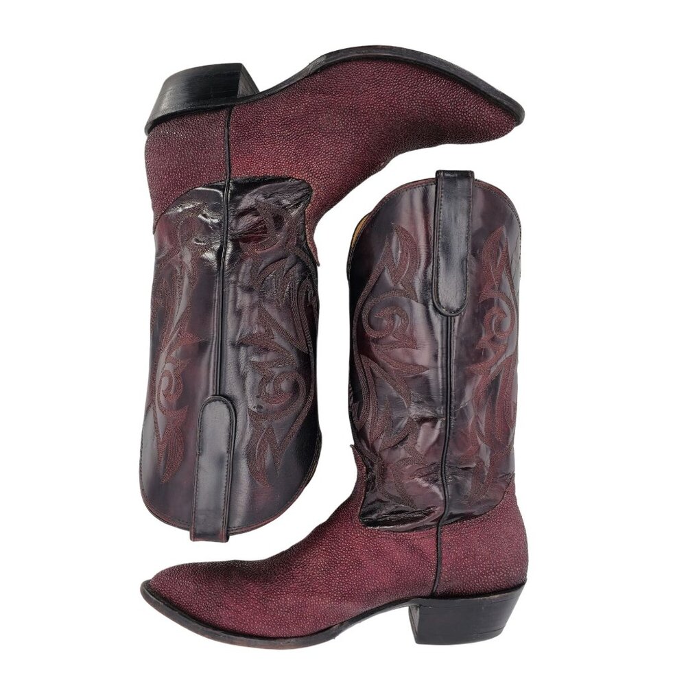 Nocona Stingray Red Mens Size 11.5D Maroon Burgundy Leather Cowboy Western Boots - Picture 9 of 16